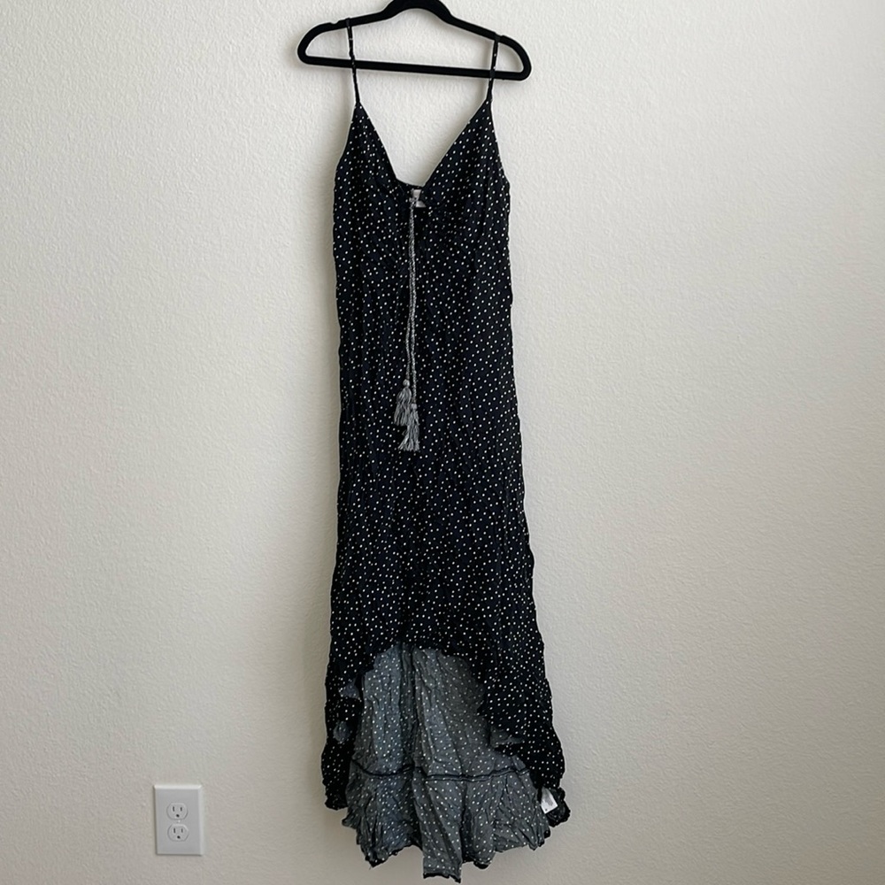 xhilaration high-low spaghetti strap black and white dress